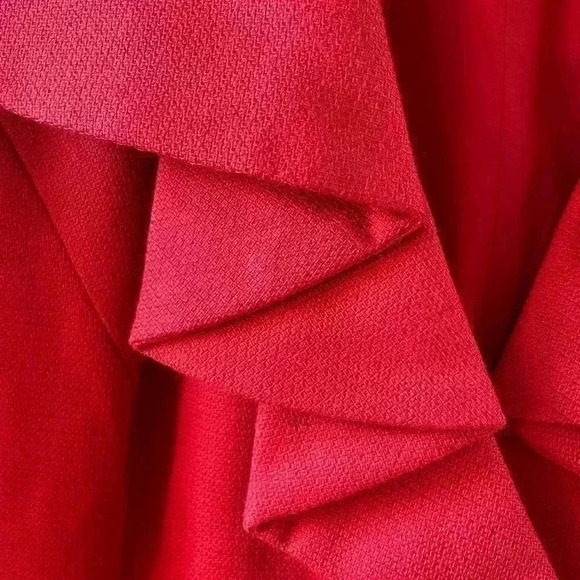NWOT HALOGEN 3/4 Sleeve Red Ruffle Blazer Jacket Size Small P. - Picture 7 of 13